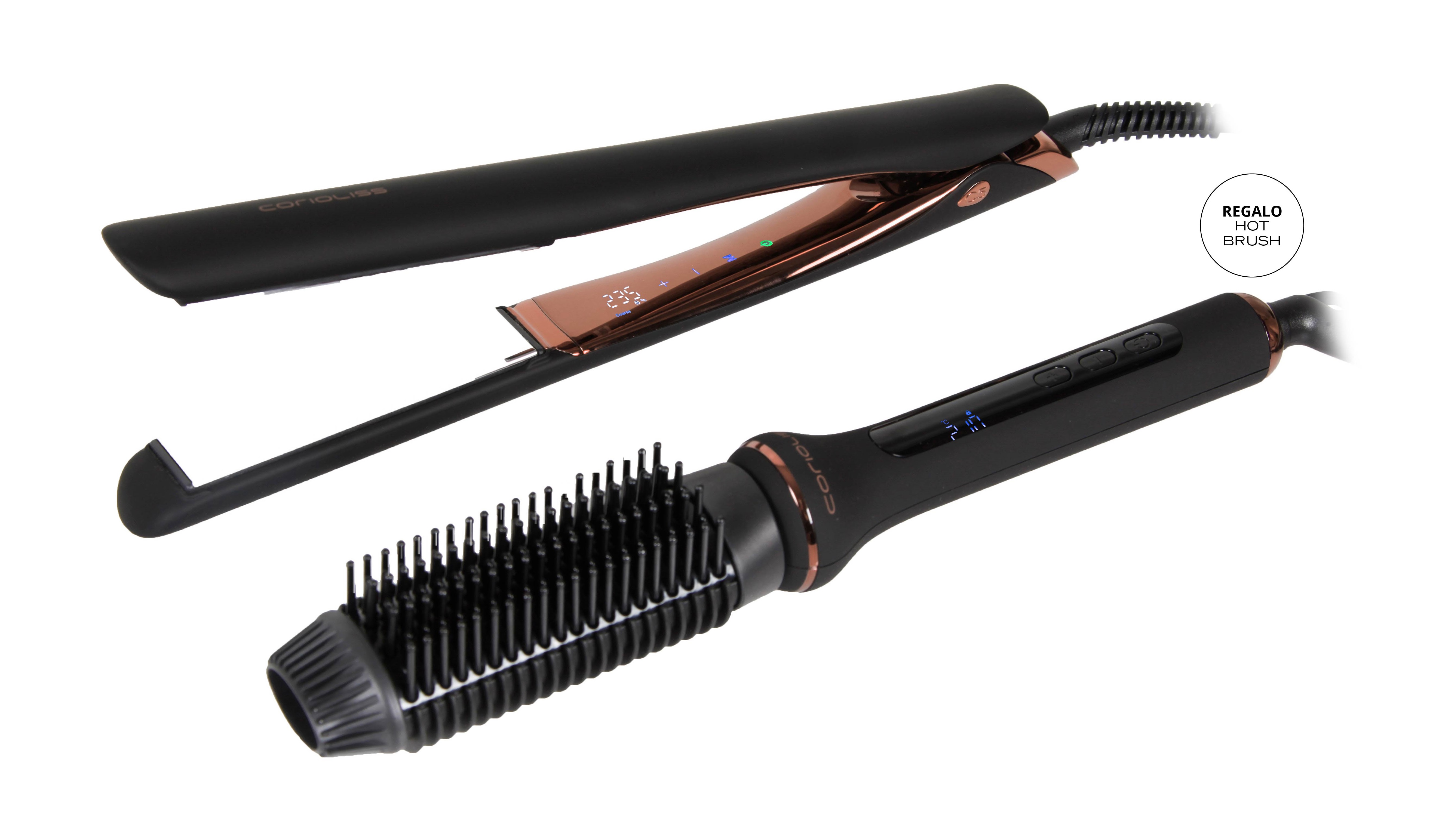 PLANCHA C5 BLACK COPPER + CEPILLO HOT BRUSH KIT CORIOLISS