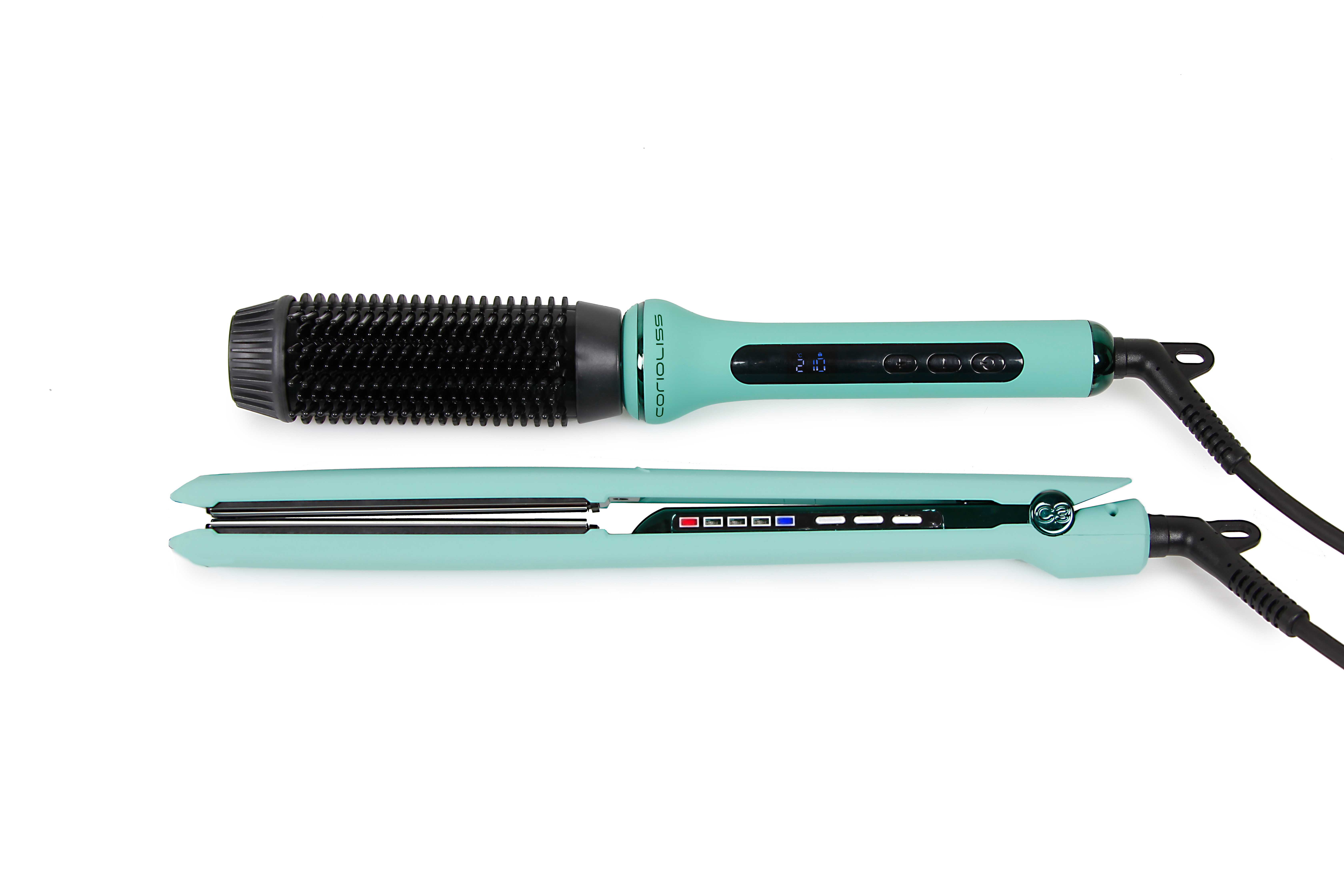 PLANCHA C3 GREEN MINT COLLECTION + CEPILLO HOT BRUSH CORIOLISS