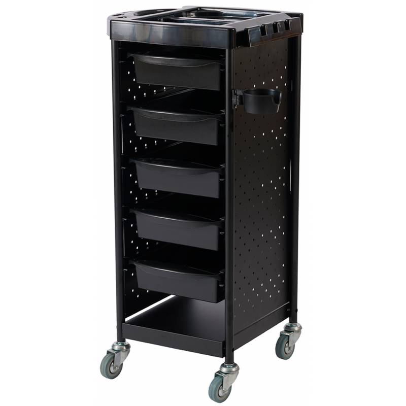 CARRITO NEGRO 5 CAJONES BRUSHY con rueda anti-pelo