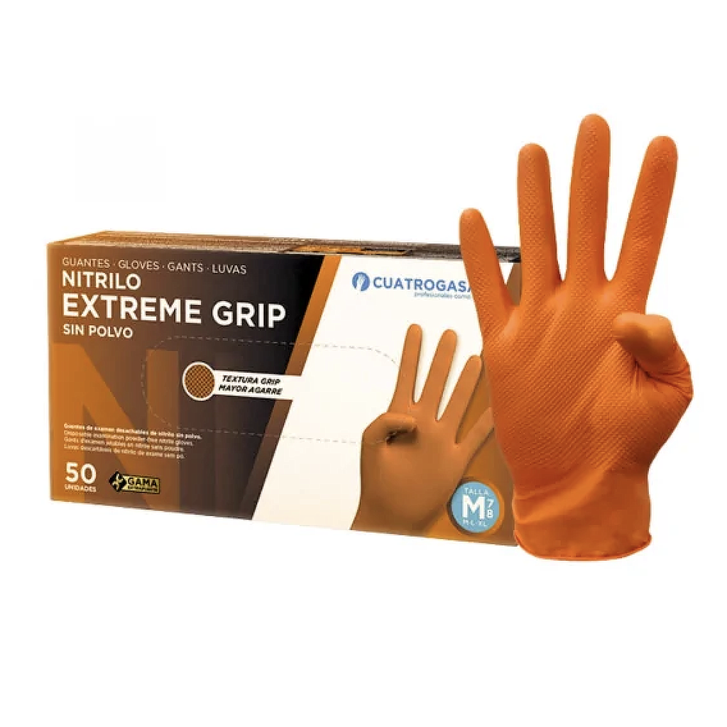 GUANTE NITRILO NARANJA FLASH ORANGE POWER GRANDE 50uds cx10