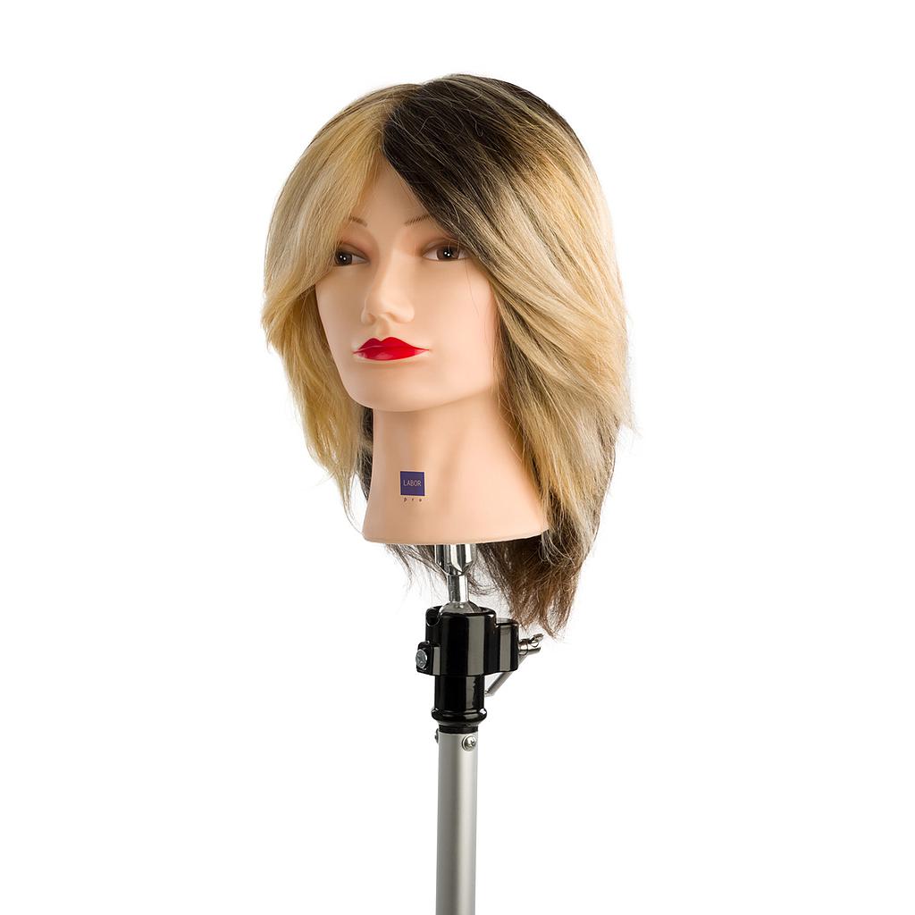 CABEZA MANIQUI 4 SECCIONES 100% CABELLO HUMANO 35cm LABOR