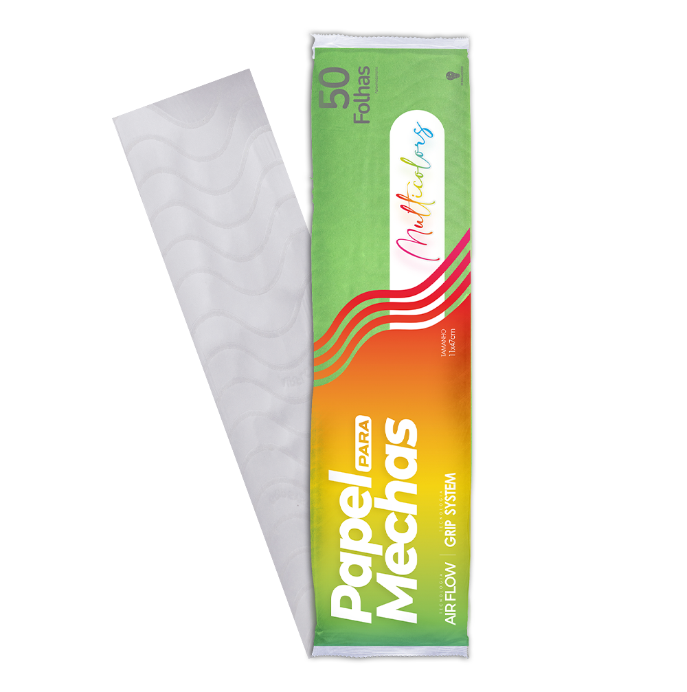 PM Papel Mechas Mult Col Verde 11 x 47cm 50uds