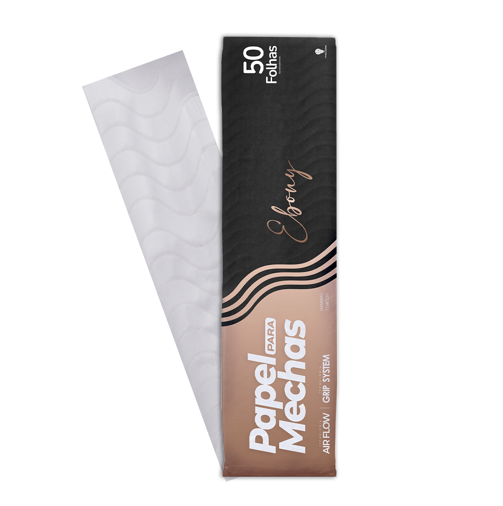 PM Papel Mechas Ebony 11 x 47cm 50uds